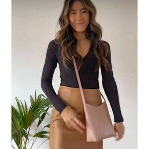 ANTHROPOLOGIE Women's Blush Samara Bucket Shoulder Bag Crossbody Size M 1234